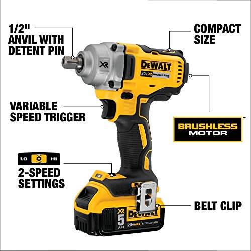 Dewalt 20V Max* Xr Cordless Impact Wrench Kit With Detent Pin Anvil, 1/2-Inch (Dcf894P2) #TOP1