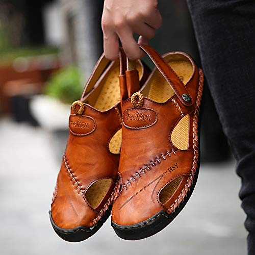 Kinow Sports Outdoor Sandal Summer Breathable Beach Shoe Leather Casual Walking Sandal Brown #TOP4