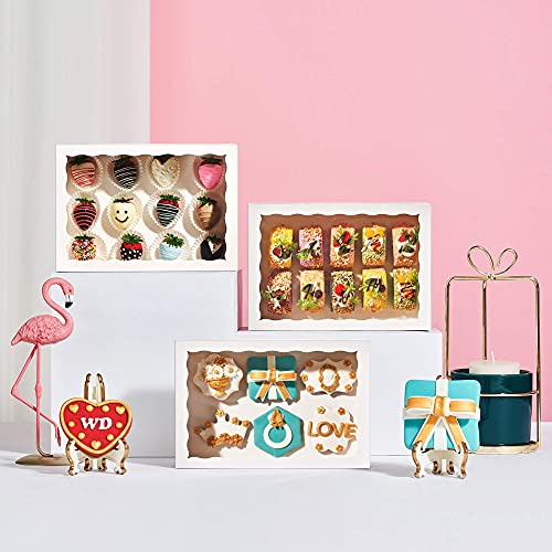 JCXGRVC 48PCS 10 x 7 x 2.5 inches Premium White Bakery Boxes for Cookies, Strawberries Boxes with Clear Display Window
