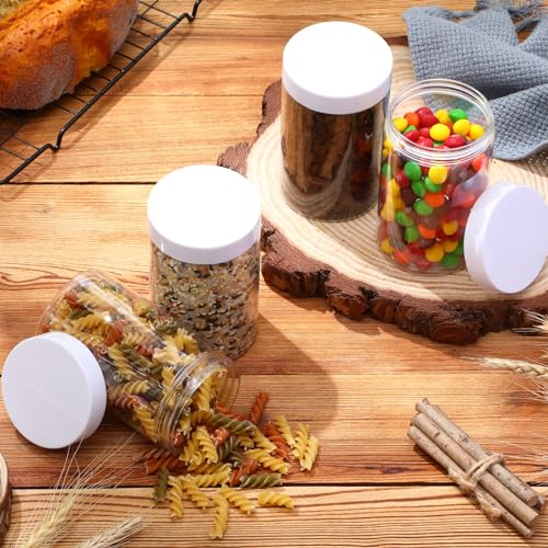 Image of Patelai 4 Pcs Plastic Jars Wide Mouth with Lids,12 Ounce,White | Travel Size for Creams Oils, Clear Round Storage Cosmetics Containers, Leak Proof Screw on Lids for Makeup Beauty DIY