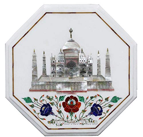 MOP Taj Mahal Replica Inlaid Coffee Table Top Marble Corner Table with MOP Taj Mahal Replica Inlaid Coffee Table Top Marble Corner Table with
