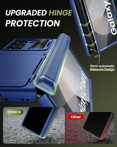 Image of for Samsung Galaxy Z Fold 6 Case with Card Holder & Hinge Protection, Built-in Screen Protector & Camera Cover, Sturdy Durable Protective Multifunctional Wallet Phone Case for Z Fold 6 5G, Blue