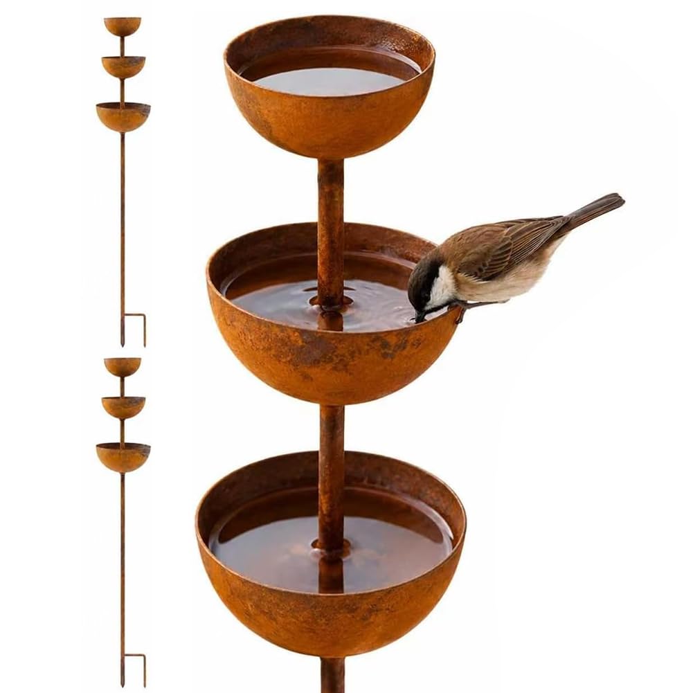 Bird Bowl with Support Stake, Standing Birdfeeders Bird Bath Bowl for Yard Lawn Deco,Bird Bath Water Station for Outdoors Garden Patio Yard Lawn Decor