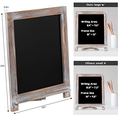 Rustic Chalkboard Sign, NEARPOW 15”x12” Tabletop Stand and Wall Hanging Display, Pine Wood Frame with Smooth Magnetic Surface Chalk Board Easel for Home Decoration, Wedding, Kitchen, Menu(Whitewashed)