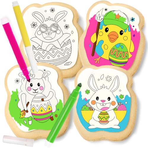 Easter Cookie Decorating Kit Bunny Eggs Basket Gift For Kids Activity | 4 Jumbo Egg...