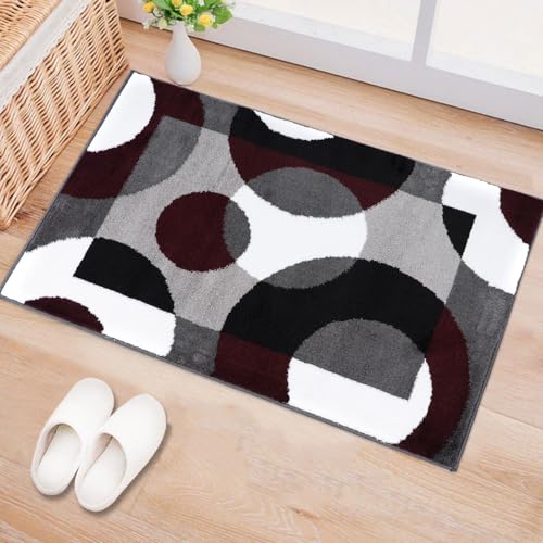 Image of Rugshop Circles Modern Soft Living Room Bedroom Area Rug Burgundy 2' x 3'