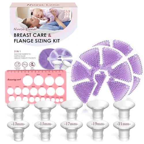 Image of Nursi Luna Flange Sizing Kit with Flange Inserts 13/15/17/19/21mm 10PCS, Silicone Flange Insert for 24mm Flange/Shield, Breastfeeding Essential Kit for New Mom
