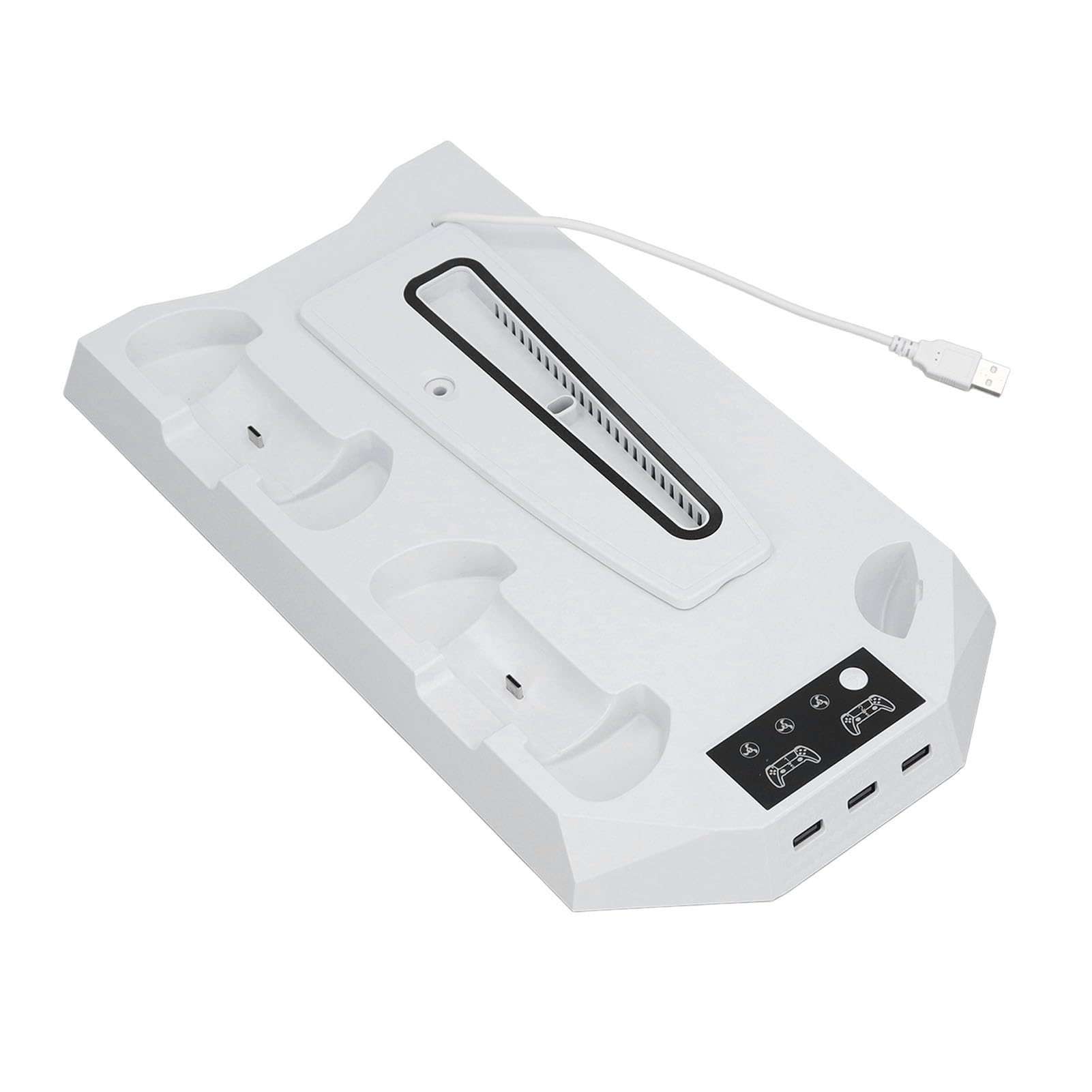 Stoisko chłodzące konsoli gier Cicha wielofunkcyjna pionowa stacja z podwójną ładowarką sterownika 3 USB dla Slim Disc Digital Edition Materiał ABS 14,6 x 7,9 x 1,6 cala (Biały)