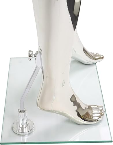 Miniatura 5 de Maniquí de cuerpo completo para mujer con cabeza y brazos rectos, 68 pulgadas de alto, plateado, torso de plástico con piezas desmontables y base de