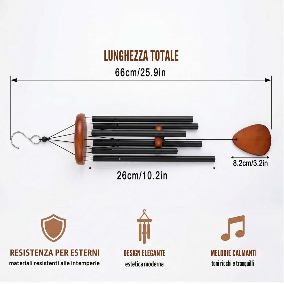 1 Pezzo Campanelli a Vento, Decorazione per Giardino, Balcone e Interni, Regalo di Benvenuto e Arredamento per la Casa