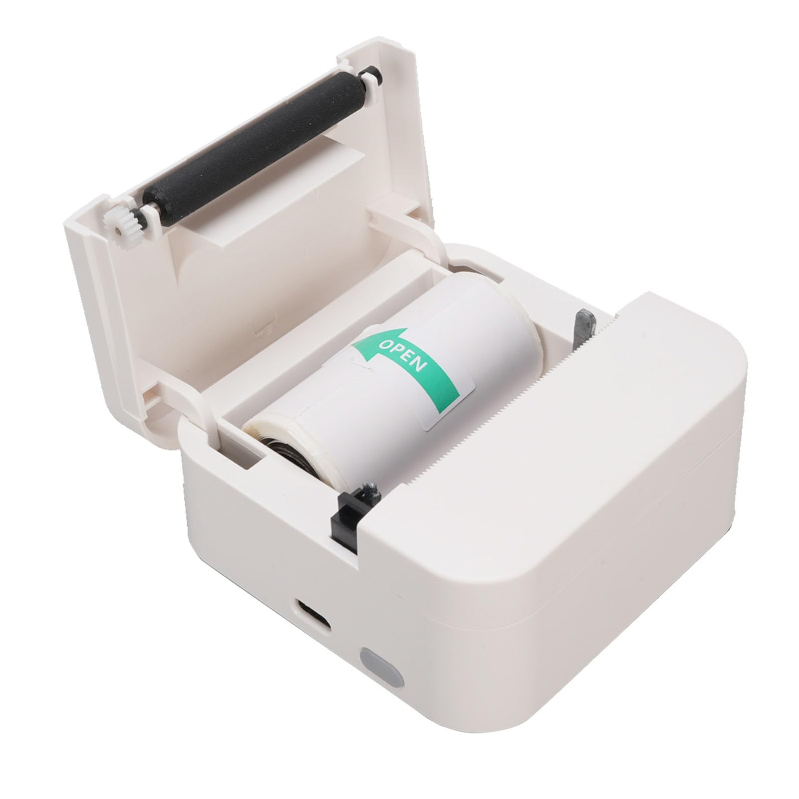 Oreilet Thermal Printer, Portable 203 Dpi BT Label Printer with 5 Rolls Paper for Lists Notes Photos 5V 1A, Rechargeable Pocket Shipping Label Printer for Small Business Receipt