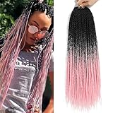 BEFUNNY Ombre Pink Senegalese Twist Crochet Hair-5 Packs 18 Inch Senegalese Twist Crochet Braids For Women Human Hair,Pre Looped Crochet Braids, Colorful Synthetic Twist Crochet Hair(18in,T1B/Pink#)