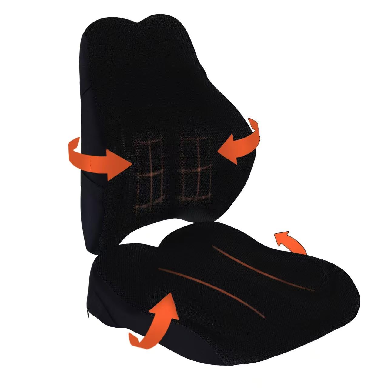 Cojín para silla de ruedas con almohada lumbar (juego de 2 piezas) para adultos y personas mayores. Espuma viscoelástica de apoyo para aliviar el dolor de espalda, coxis y cadera, funda