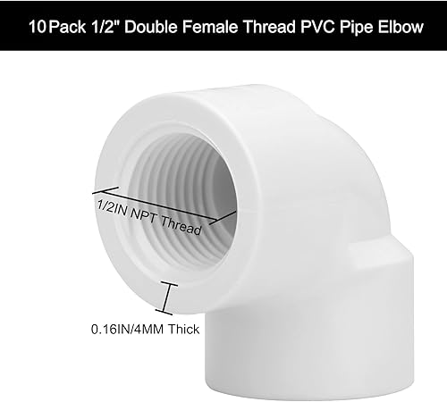 Miniatura 2 de Paquete de 10 conectores SCH40 SCH40 de rosca hembra doble hembra de 90 grados de rosca hembra de 12 pulgada F a F roscado de 90 grados, adaptador