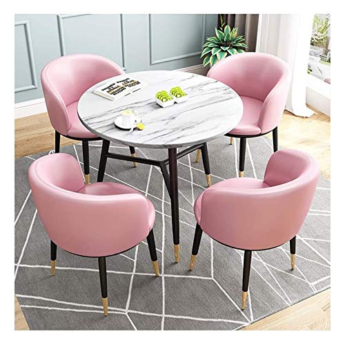 WANGMM Dining Table Set for Small Spaces Kitchen Table, Modern Minimalist Table and Chair Set Balcony Courtyard Leisure 4-Piece Kitchen Dining Table and Chair Combination Office (Color : Pink) WANGMM Dining Table Set for Small Spaces Kitchen Table, Modern Minimalist Table and Chair Set Balcony Courtyard Leisure 4-Piece Kitchen Dining Table and Chair Combination Office (Color : Pink)