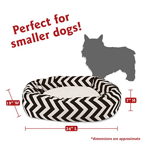 Image of 24 inch Black Chevron Sherpa Bagel Dog Bed