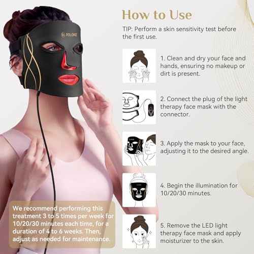 Image of LED Light Therapy Mask Skin Care Mask, LED Red 630±5nm & NIR 830nm Wavelength for Home Use