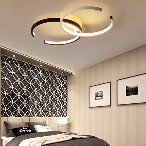Pomerol LED Ceiling Light,Modern Design Art Deco Dimmable with Remote Transitional Chandelier Acrylic Flushmount Ceiling Fixture in White and Black Finish for Living Room, Kids Bedroom
