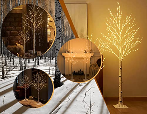 Lighted Birch Tree Pre Lit Christmas Tree W/ Warm White Led Lights For Home Wedding J-24V3W 0 #TOP3