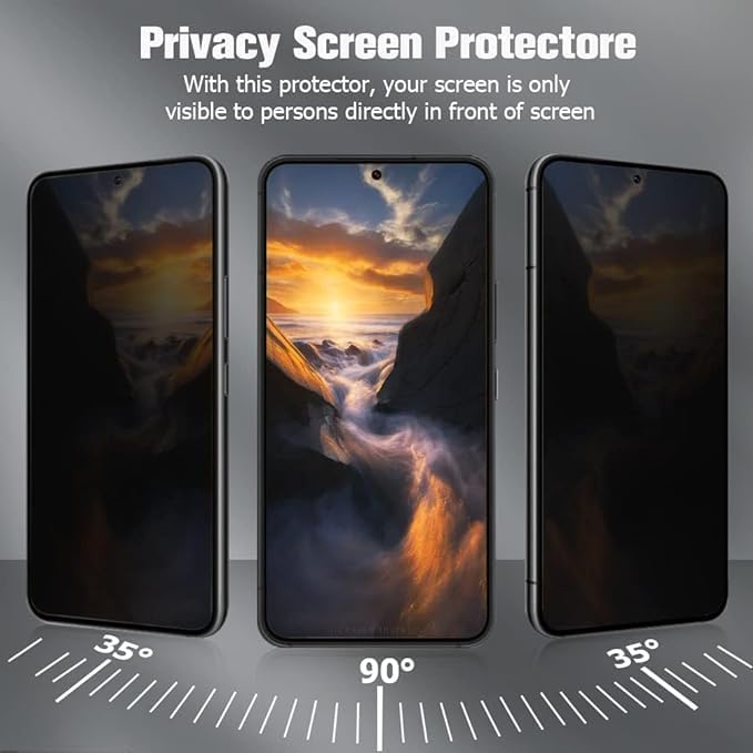 Image of STP FEEL Premium Grade Privacy Tempered Glass Screen Protector Compatible For Samsung Galaxy S22 / Galaxy S23 (6.1 Inch, Pack of 1) Full Edge to Edge Coverage Anti-Spy /Anti-Peeping 9H Hardness