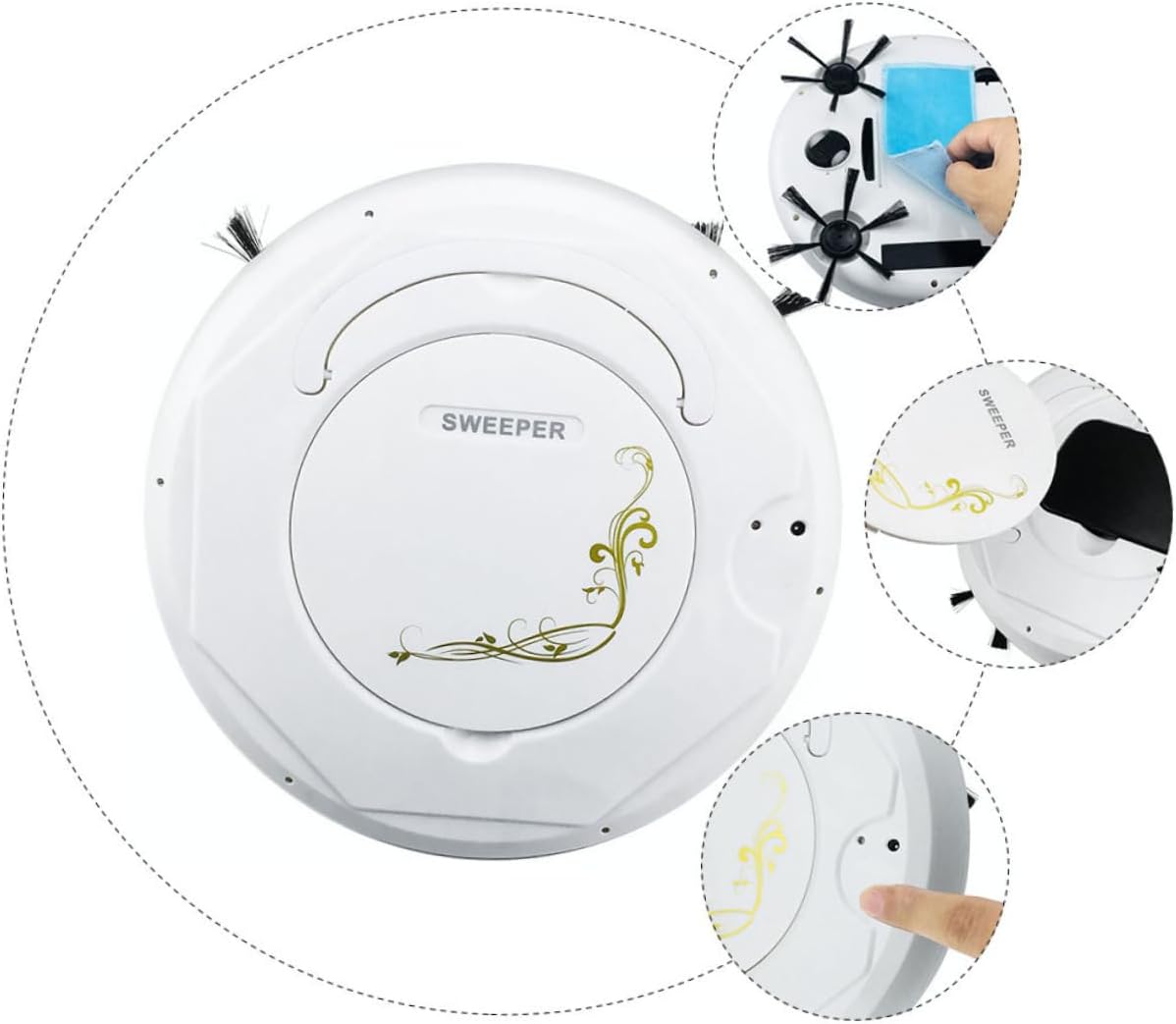 STOBAZA Robotic Vacuum and Mop Electric Sweeper for Hard Floors Carpet Cleaner Strong Suction Dust Catcher Lightweight