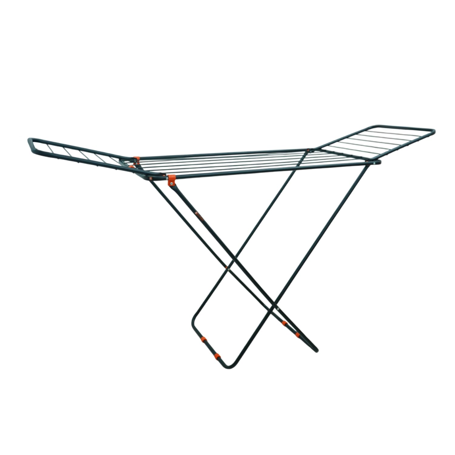 BonKaso Foldable Cloth Drying Stand for Drying Clothes, 3-Way Folding with 20 Drying Rails, Lightweight Alloy Steel, Flat Folding Design | clothes Drying Rack | Indoor & Outdoor Clothes Dryer (Orange)