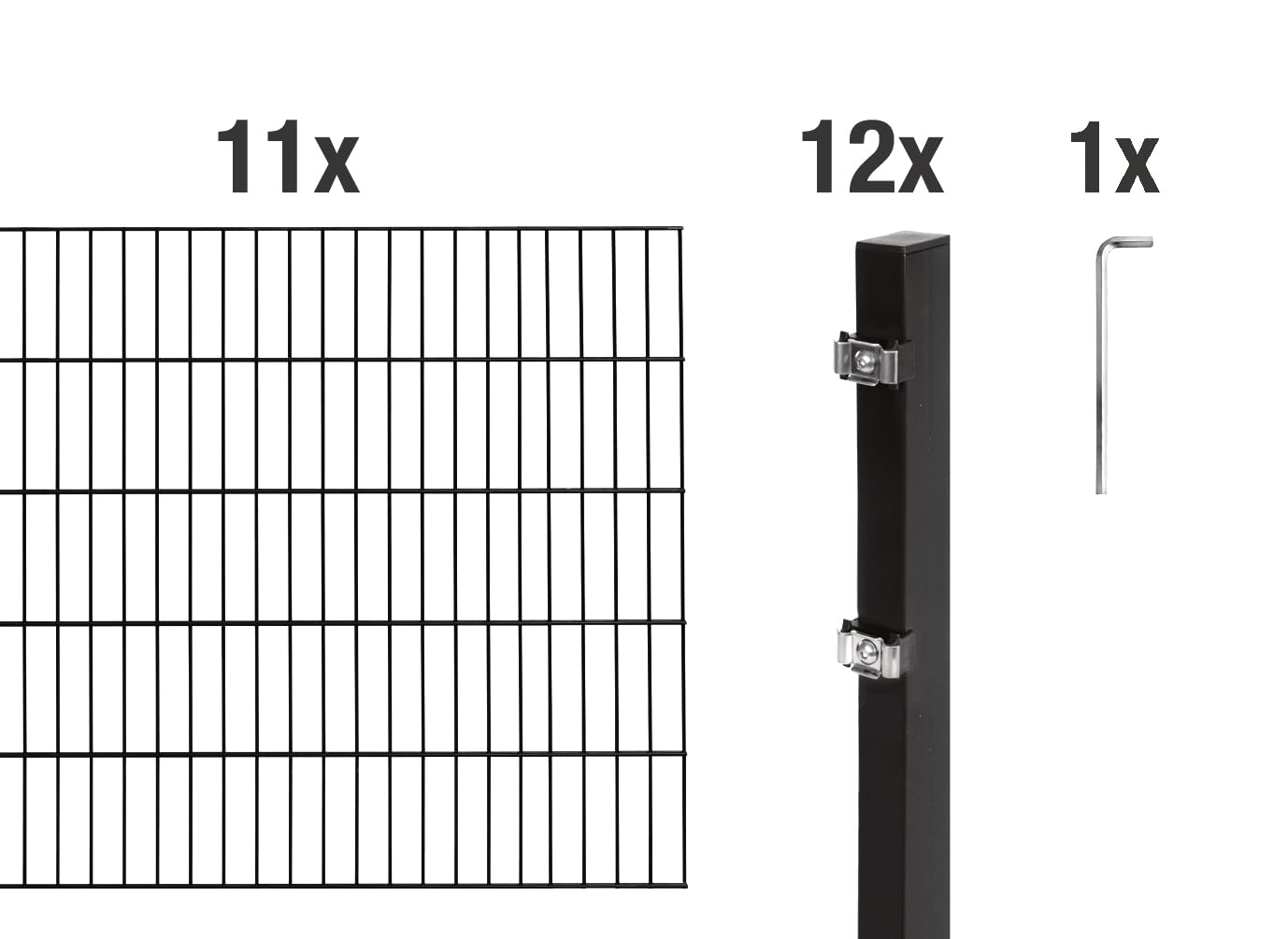 Alberts 628024 Doppelstabmattenzaun als 24 tlg. Zaun-Komplettset | matt schwarz | Höhe 80 cm | Länge 22 m