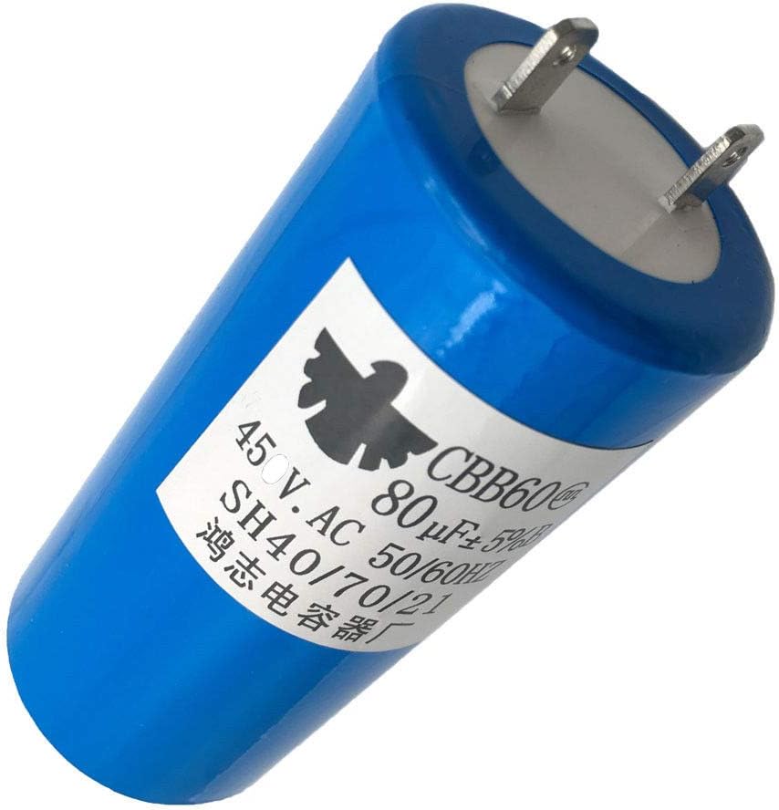 CBB60 Run Capacitor 80uF 80MFD, 250VAC 250V AC 450V, 2 pin,W/Fixing Stud, UL Listed