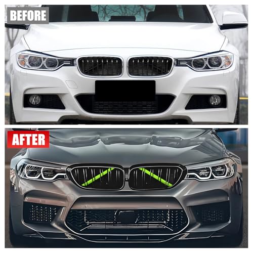 Image of V Brace Wrap Covers Compatible with BMW Grille Inserts StripesWrap | Green Grill Inserts Compatible with BMW F30 G30 F20 F22 F32 G32 G11 G12 M5 F90 For 1 2 3 4 5 6 7 Series Accessories