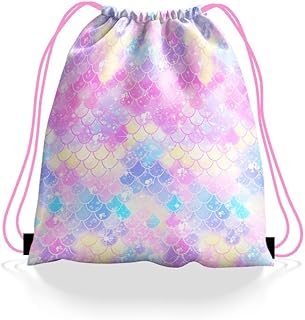 Mermaid Backpack Bag,6PCS Mermaid Gift School bag Swimming Bags for kids Mermaid Draw String Bags Pack Mermaid,Dance Bags for Girls Mermaid,Portable Storage Bag Mermaid
