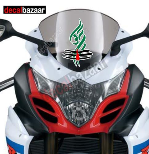 Image of Shiv Om Tripund Wall Glass Bike Self Adhesive Paper Sticker, 5.5 x 3.5 Inches Green 2 Pcs (CD 11.5)