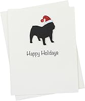 Vista 7 de Black Doodle Bernedoodle - Tarjetas de Navidad (10 unidades), hechas a mano, base blanca, perro con sombrero de Papá Noel