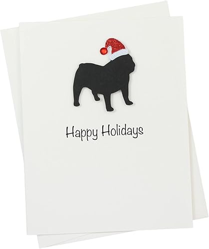 Miniatura 12 de Black Australian Shepherd Christmas Cards Pack of 10 Handmade Aussie Holiday Notecards White Base Dog with Santa Hat Black,Chocolate