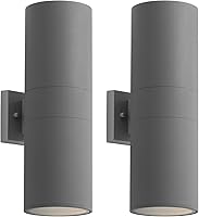 Vista 8 de mirrea Lámpara moderna para porche al aire libre en 2 luces con cilindro de aluminio y cubierta de vidrio templado, aplique de pared impermeable