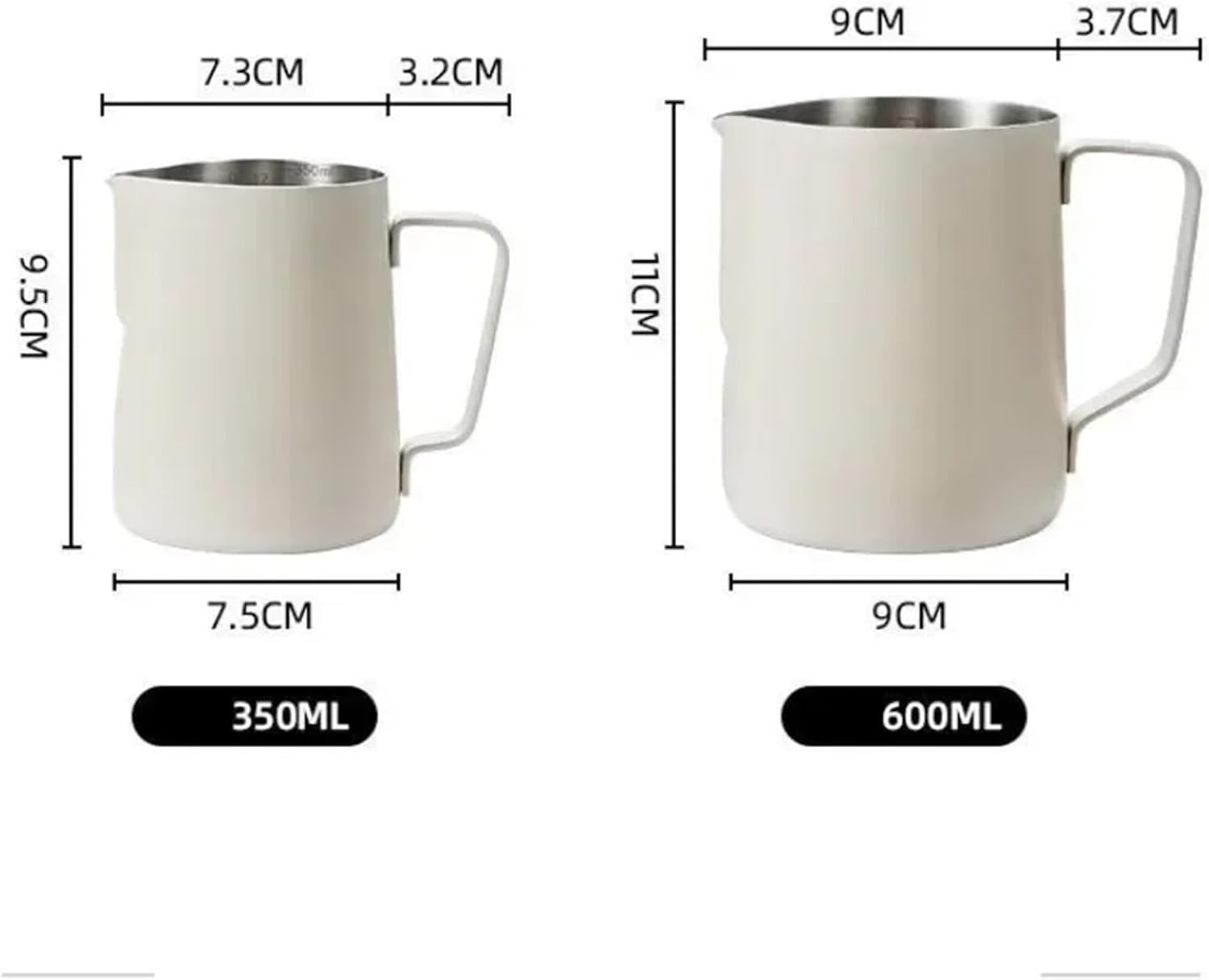 350/600ML Coffee Milk Frothing Pitcher Jug 304 Stainless Steel Precise Scale Latte Barista Professional CafeUtensil(350ML Black)