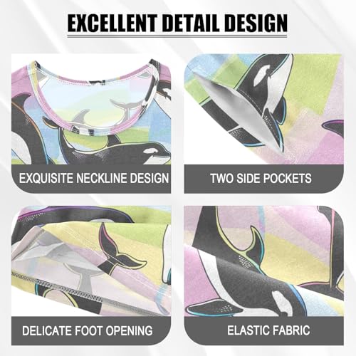 ALAZA Rainbow Dolphin Fish Color Pajamas Short Sleeve 2 Piece Sleepwear Top and Bottom Pajama Set Unisex4