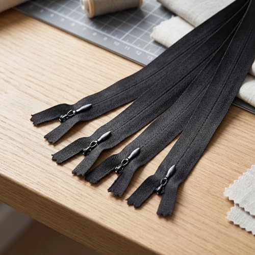 Sawoake Invisible Zippers 7 Inch #3, Black Nylon Coil Zippers 2-Pack for Sewing, Skirts, Pockets, Pillows (Black, 7", 2PCS) - 3