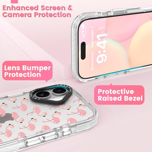 Coque iPhone 16 Plus rigide anti-rayures transparente motif flamant - 3