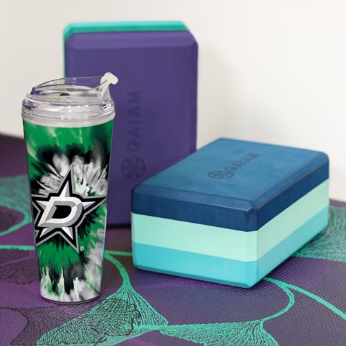 Image of Rico Industries NHL Hockey Team Color Tie Dye 24oz Metallic Acrylic Tumbler with Hinged Lid, Officially Licensed Double Wall Tumbler with Straw