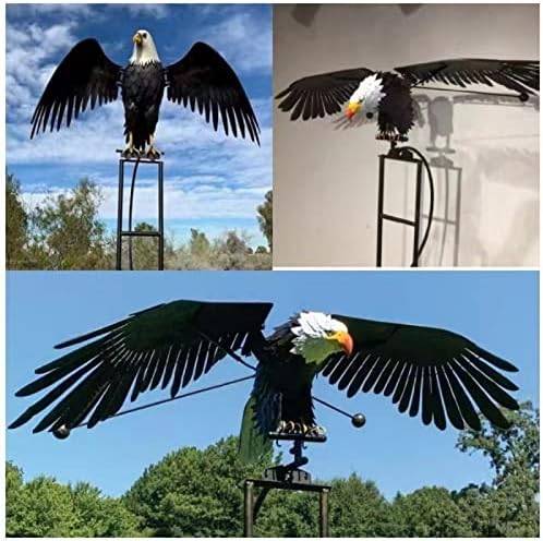 Garden Art Bird Flapping, Garden Art-Bird Garden Patio Decoration,Garden Art Bird, Garden Patio Decoration, Large Rocking Animals with Flapping Wings Garden Stakes, Pile Decorations (Eagle)