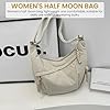 Halbmond Tasche Damen, Baumwollcord Crossbody mit Verstellbarer Schultergurt, Casual Half Moon Bag, Einfarbige Tragbare Moon Bag für Arbeit, Alltag (A) #3