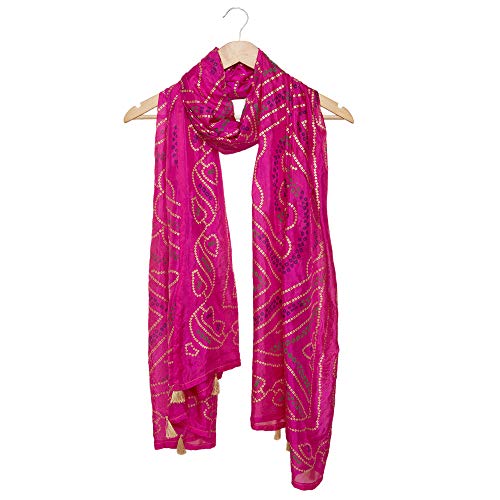 Image of DUPATTA BAZAAR Woman's Printed Bandhini Silk dupatta
