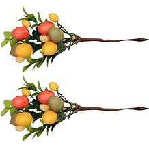 2pcs Colorful Easter Egg Decor with Artificial Leaves