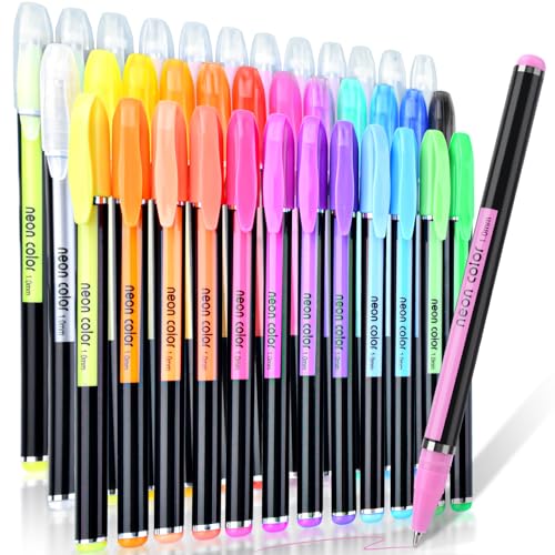 DUULEMANG 36 Colors Gel Pens Gel Pen Set for Adult Coloring Metallic Glitter Pens & Gel Ink Pens for Journaling Drawing Cute Journal Pens Colored Gel Pens for Black Paper Writing