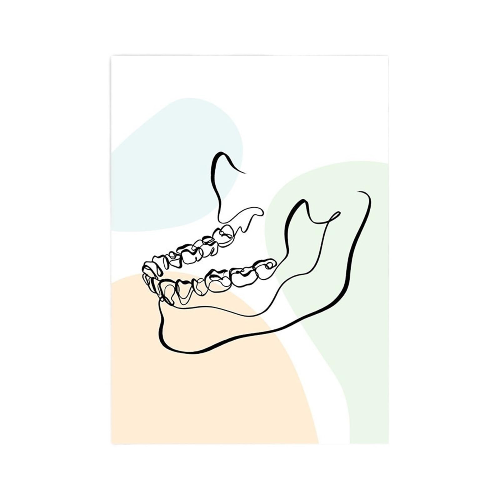 DPNENTV 1pc Teeth Abstract Line Oral Health Dentist Wall Art Canvas Painting Nordic Posters And Prints Pictures For Dental Clinic Decor(C,15X20 cm Unframed)
