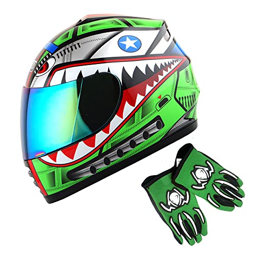 1Storm Kids Motorcycle Helmet & MG Youth Gloves Bundle