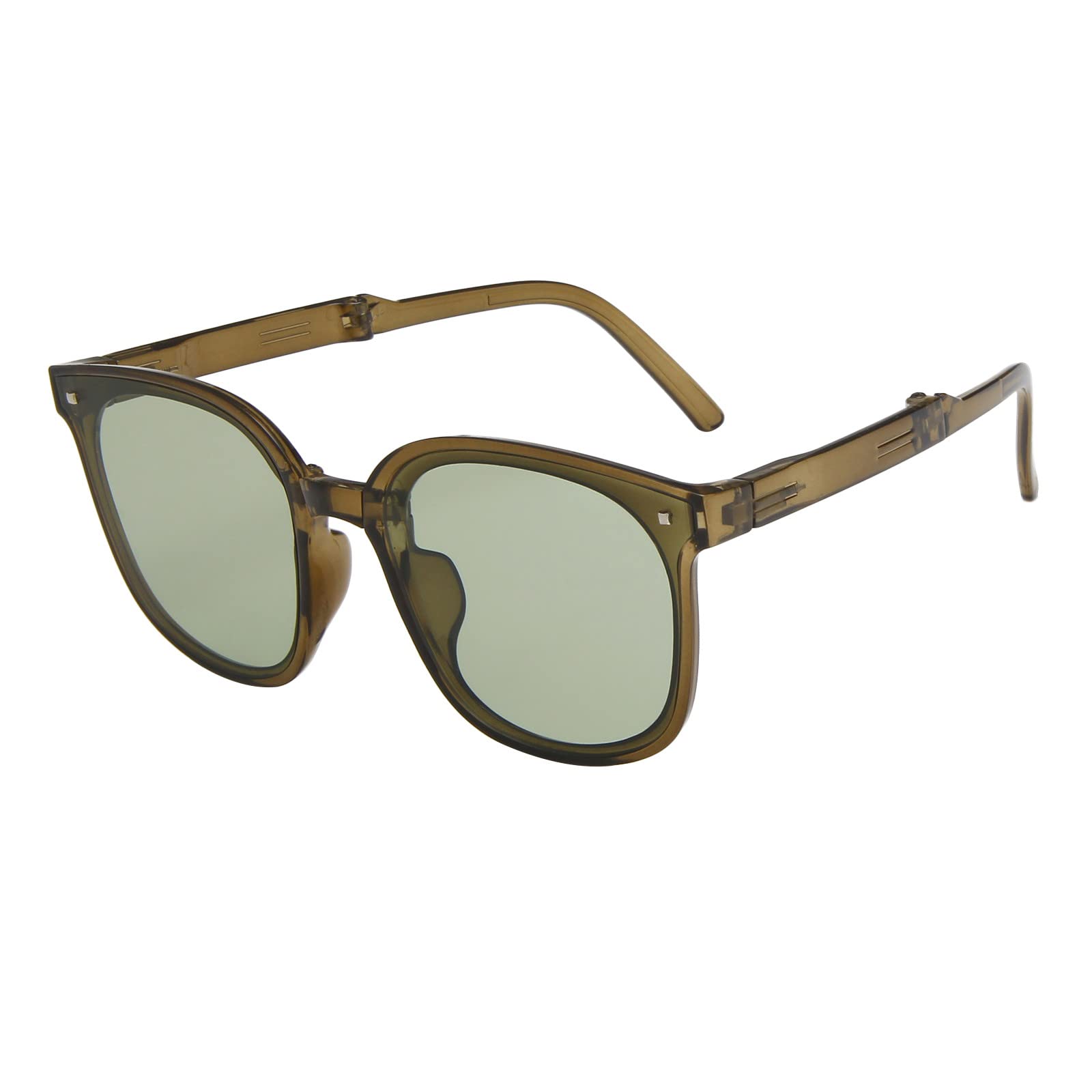 Generic Trendy Sunglasses For Women Man Polarized Foldable Round Chic Retro Sun Glasses Cat 3 Green One Size