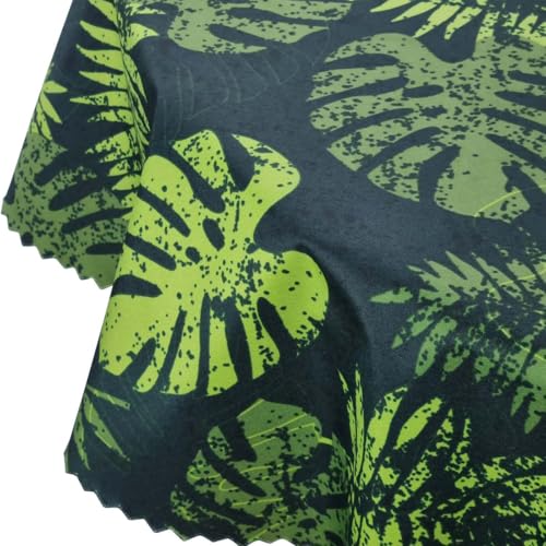 Rund wasserdichte Tischdecke Gartentischdecke Wasserabweisend Wetterfest Garten Balkon Terrasse Grün Monstera-Blatt Durchmesser: Ø 80 cm