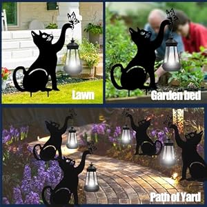 Solar Lights Outdoor Garden Decor - Black Cat Figurine Light Stake with Butterfly Decorative Metal Housewarming Ornament for Yard Pathway Lawn Patio – Unique Gift Ideas for Christmas Solar Lights Outdoor Garden Decor Black Cat Figurine Light Stake with Butterfly Decorative Metal Housewarming Ornament for Yard Pathway Lawn Patio–Unique Gift Ideas for Christmas
