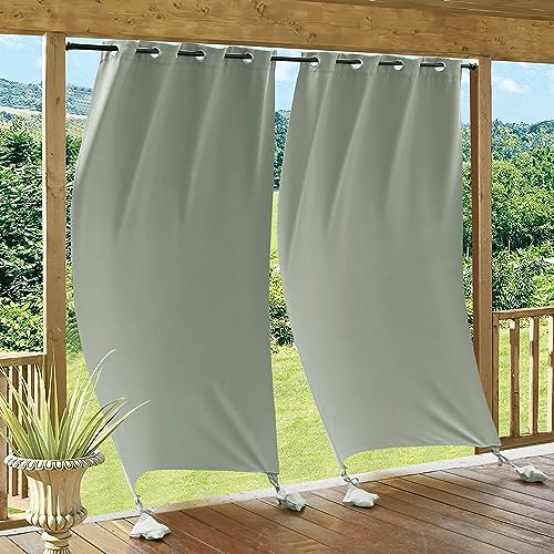 RYB HOME Outdoor Curtains for Patio Waterproof, Windproof with Weights